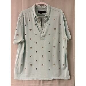 Polo Ralph Lauren Classic Multi Knit Oxford Mens Blue Polo Shirt Sz 1XB Nautical